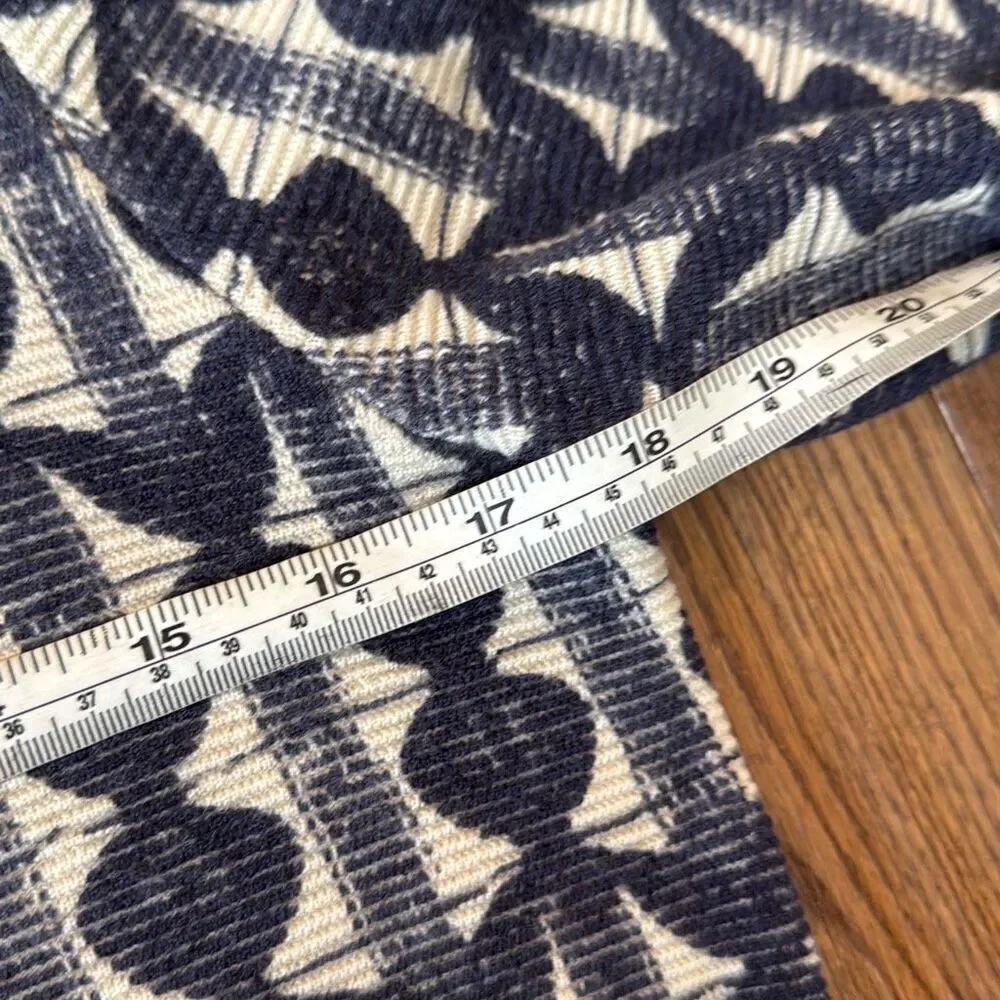 Tory Burch Tia blue printed merino wool crewneck sweater
